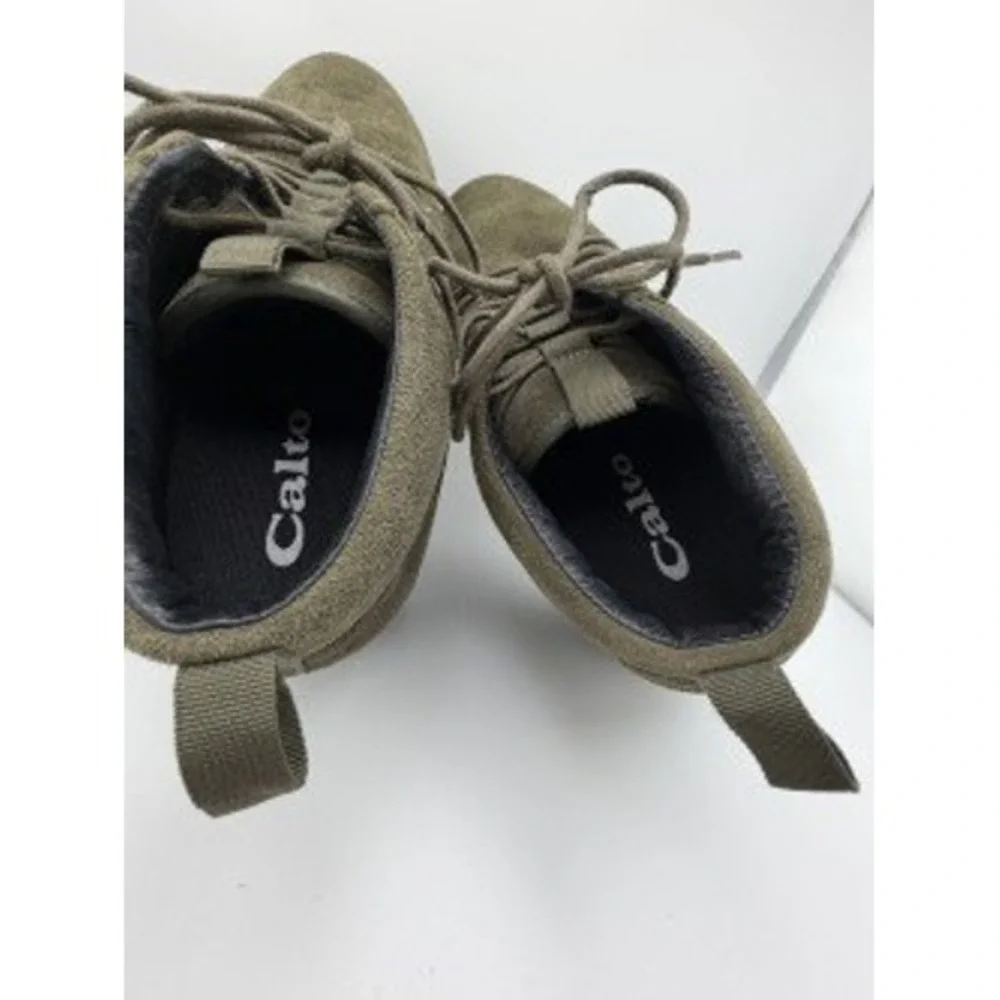 Calto Olive Green Suede Ankle Boots Mens‎ 8 Lug Sole Casual Hiking Chukka